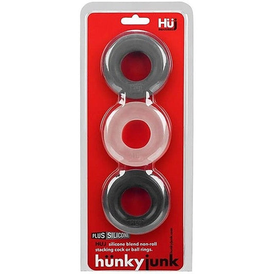 Hunkyjunk HUJ3 C-Ring 3 Pack Multi Colour - Cock Rings