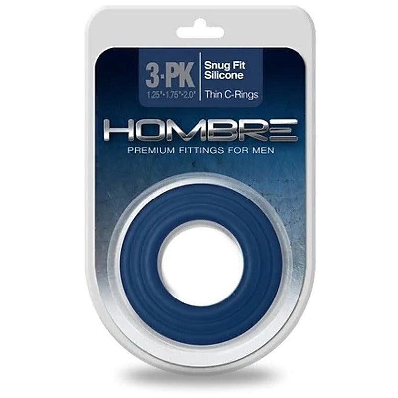Hombre Snug-Fit Silicone Thin C-Rings 3 Pk By Topco - Stretchy Cock Rings
