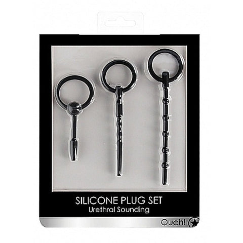 Ouch! Urethral Sounding Plug Set By Shots Toys - Cock Rings