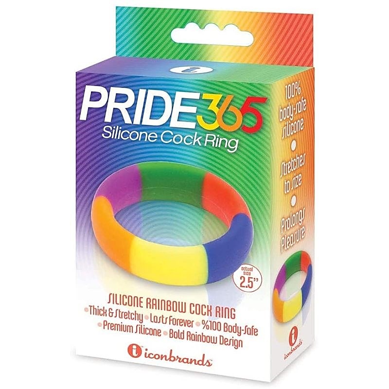 The 9'S Pride 365 Rainbow Cockring By Icon Brands - Stretchy Cock Rings