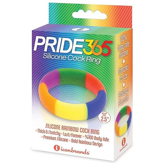 The 9'S Pride 365 Rainbow Cockring By Icon Brands - Stretchy Cock Rings