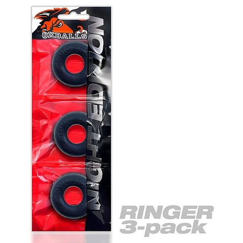 Ringer Cockring 3 Pack Special Edition Black By Oxballs - Stretchy Cock Rings