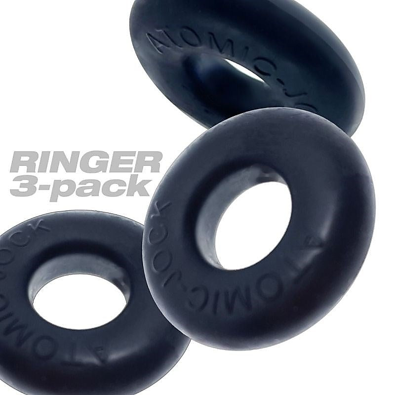 Ringer Cockring 3 Pack Special Edition Black By Oxballs - Stretchy Cock Rings