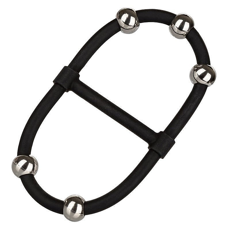 Steel Beaded Dual Silicone Maximizer Cock Ring - Stretchy Cock Rings