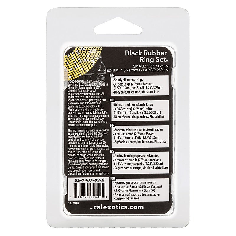 3 Piece Stretchy Rubber Cock Ring Set By California Exotics - Stretchy Cock Rings