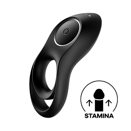 Satisfyer Legendary Duo Vibrating Silicone Cock Ring Black - Ball and Cock Toys