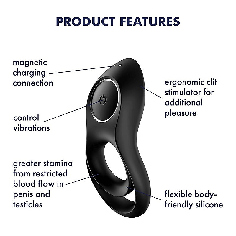 Legendary Duo Vibrating Silicone Cock Ring By Satisfyer - Ball and Cock Toys