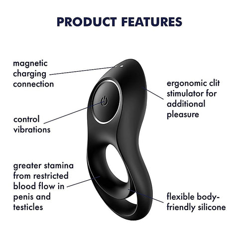 Legendary Duo Vibrating Silicone Cock Ring By Satisfyer - Ball and Cock Toys