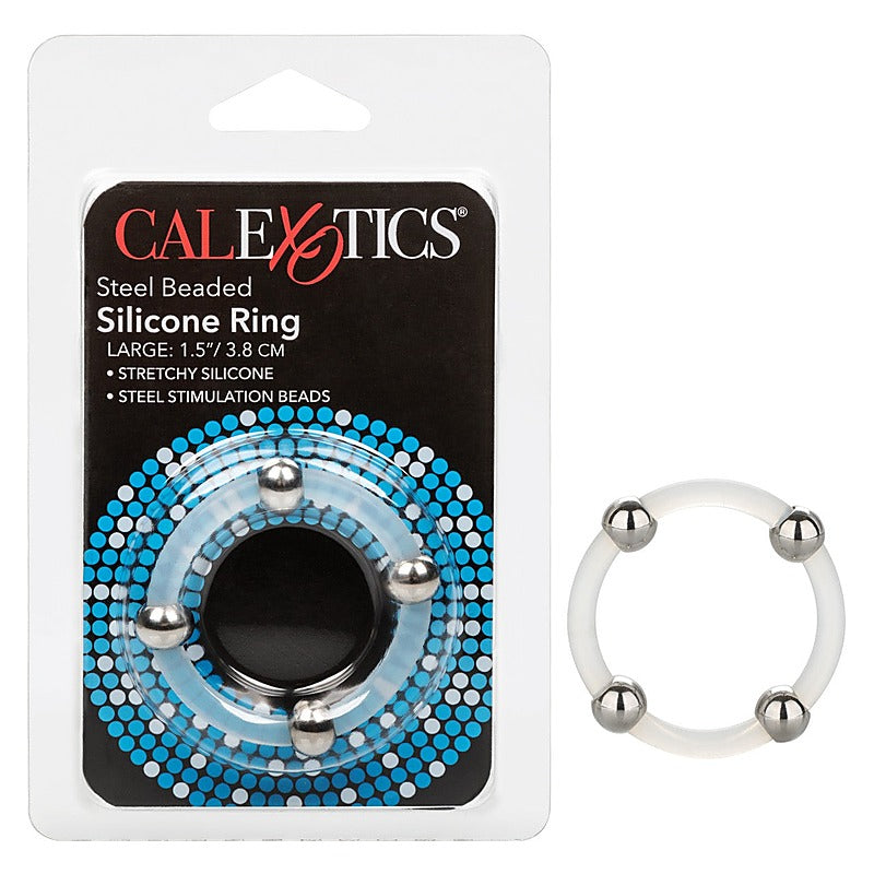Large Steel Beaded Silicone Cock Ring by California Exotics - Cock Rings