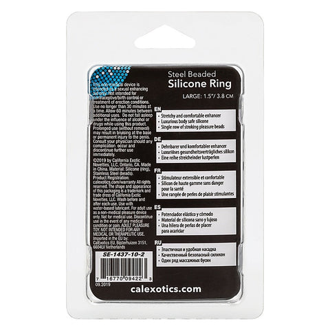Large Steel Beaded Silicone Cock Ring by California Exotics - Cock Rings