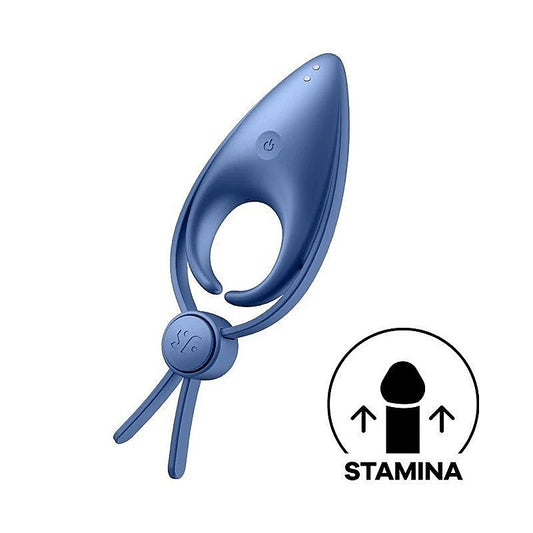 Satisfyer Sniper Waterproof Vibrating Mens Cock Ring Blue - Ball and Cock Toys
