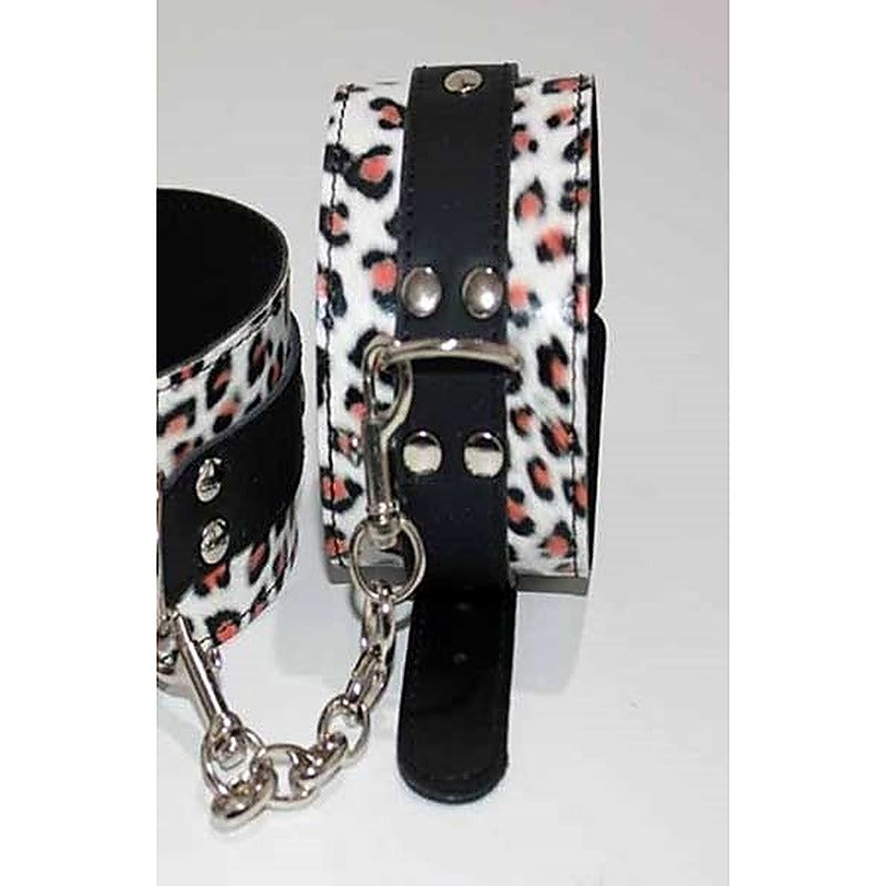 Leopard Print Leather Ankle Restraints by Hell's Couture - Cuffs and Restraints