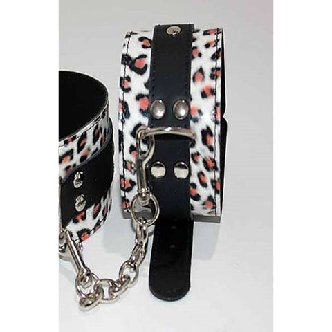Leopard Print Leather Ankle Restraints by Hell's Couture - Cuffs and Restraints