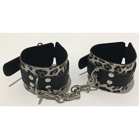 Wild Leopard Print Wrist Cuffs By Hell'S Couture - Cuffs and Restraints