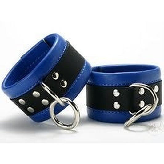 Leather Wrist Restraints in Blue - Cuffs and Restraints