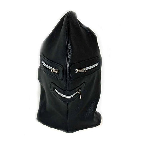 Zip It Leather Bdsm Hood By Hell'S Couture - Bondage Hoods