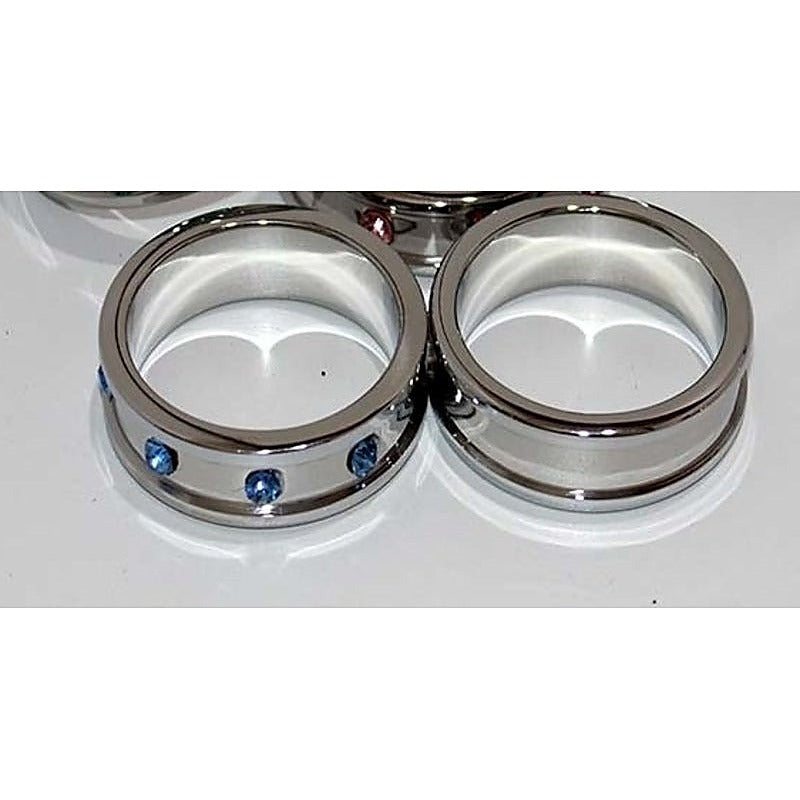 Deep Shallow Gemmed 50mm Pleasure C-Ring by Hell's Couture - Steel Cock Rings