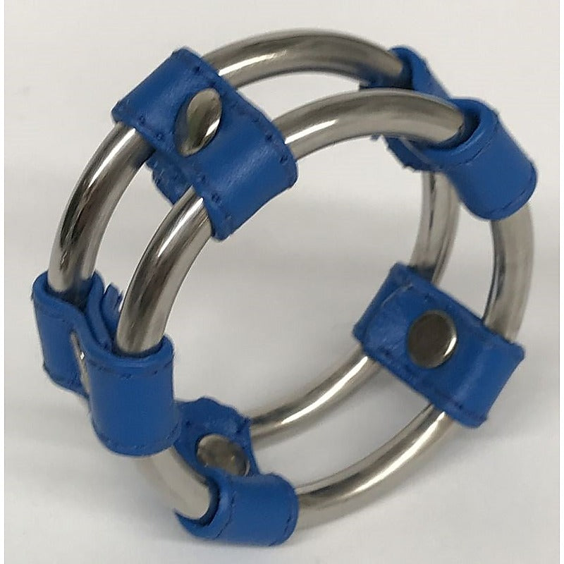 Plain Tube Steel Double Cock Ring Blue by Hell's Couture - Cock Rings