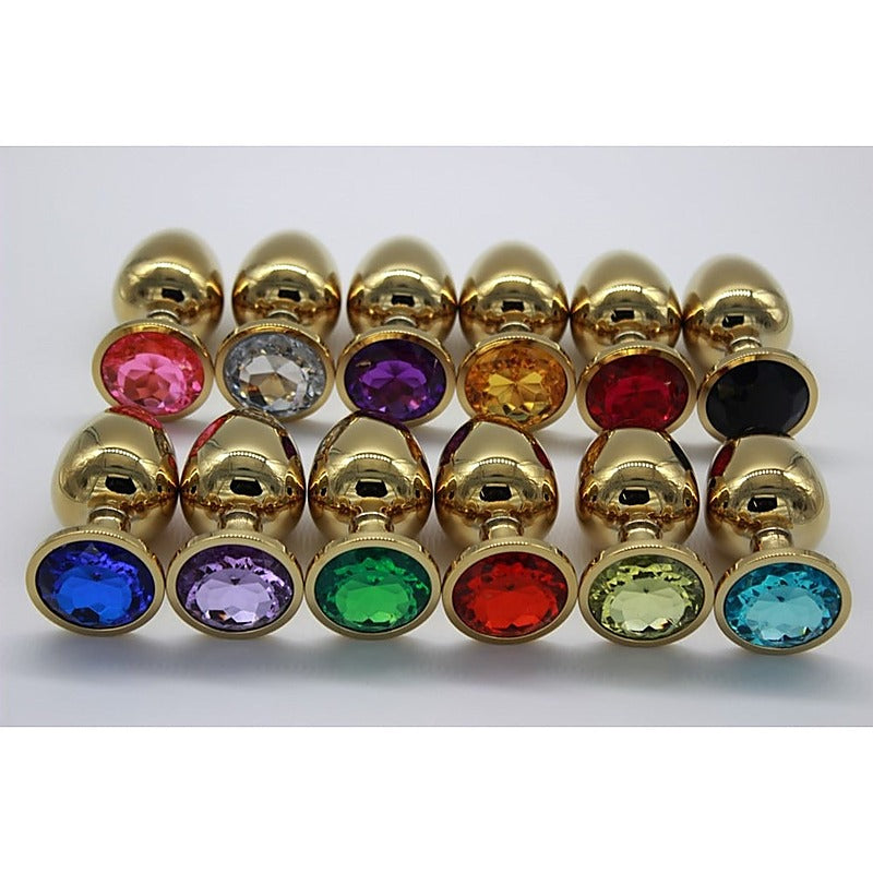 Golden Gemmed Medium Butt Plug By Hell'S Couture - Steel Sex Toys