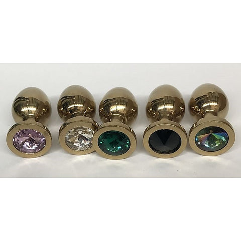 Golden Gemmed Medium Butt Plug By Hell'S Couture - Steel Sex Toys