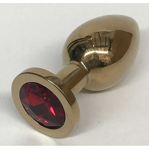 Golden Gemmed Medium Butt Plug By Hell'S Couture - Steel Sex Toys