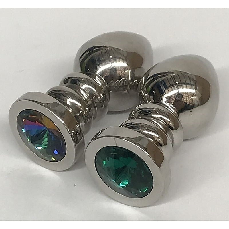 Ribbler Metal Jeweled Medium Butt Plug By Hell'S Couture - Steel Sex Toys