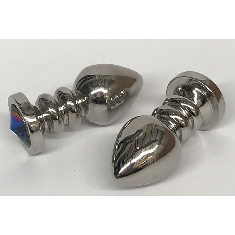 Ribbler Metal Jeweled Medium Butt Plug By Hell'S Couture - Steel Sex Toys