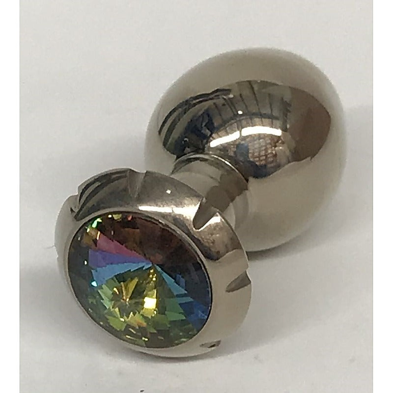 Jewelled Lotus Metal Butt Plug Small Rainbow - Steel Sex Toys