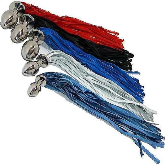 Butt Plug With Leather Whip Large Navy - Steel Sex Toys