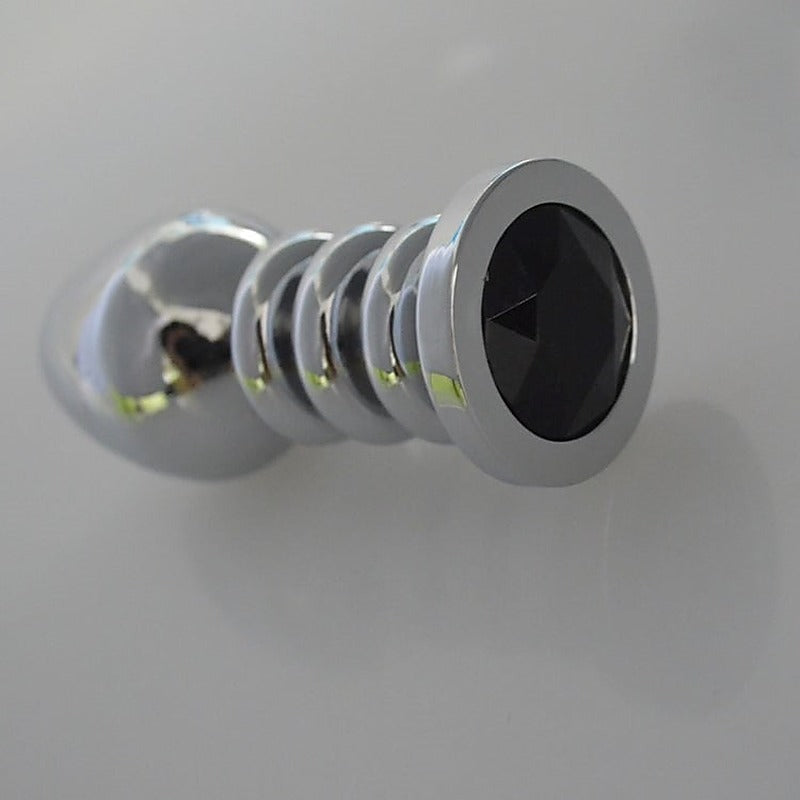 Ribbler Metal Jeweled Anal Plug Large By Hell'S Couture - Steel Sex Toys