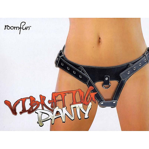 Faux Leather Vibrating Panty Straps - Strap On Sextoys