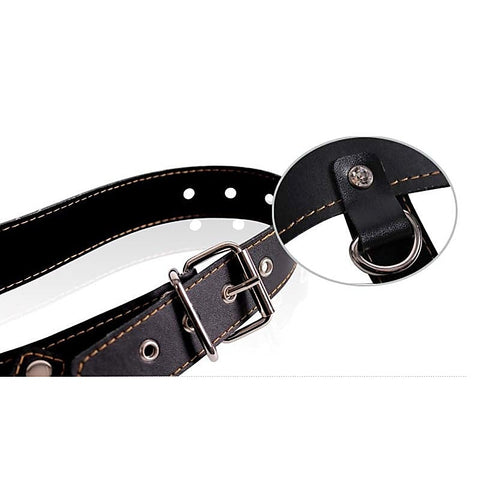 Faux Leather Vibrating Panty Straps - Strap On Sextoys