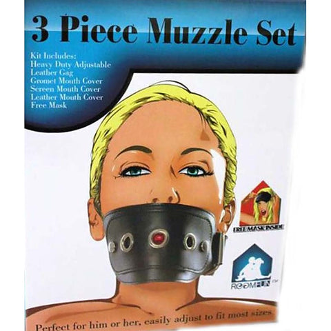 Kinky Muzzle Set Mask & Mouth Gag By Roomfun - Bondage Gags and Bits