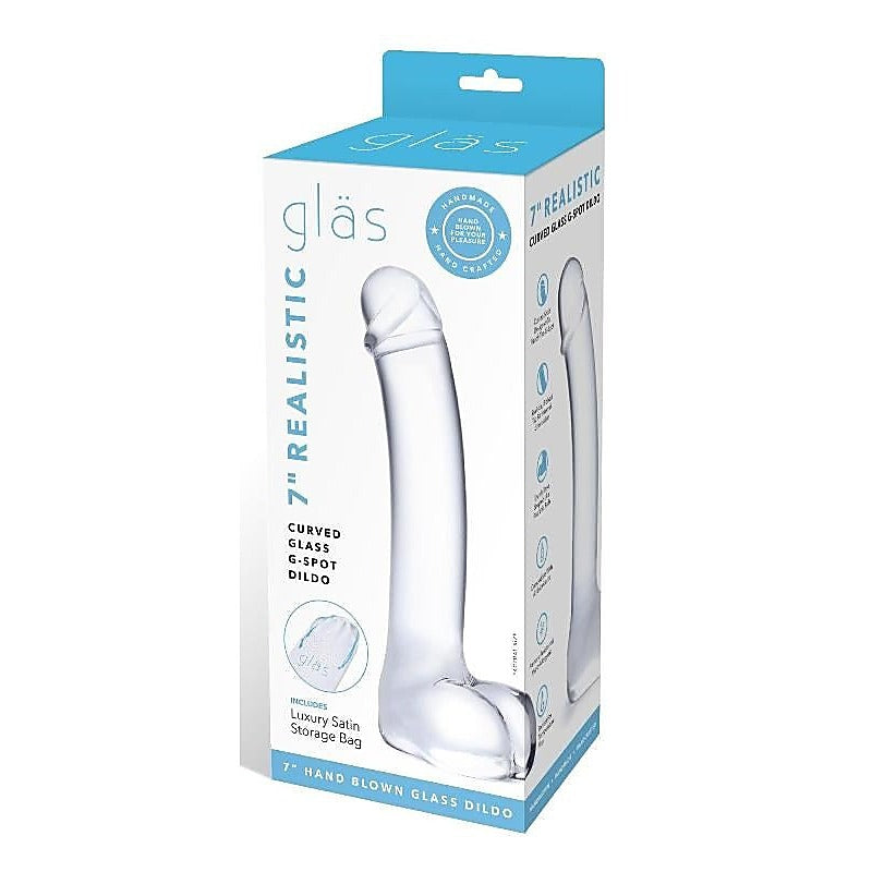Glas Realistic Curved Glass G-Spot Dildo 7 inch - Glass Sex Toys
