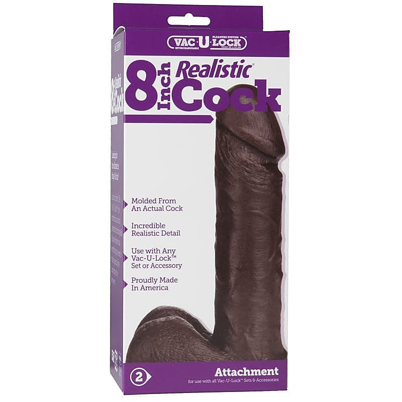 8" Realistic Cock Chocolate By Doc Johnson - Realistic Dildos