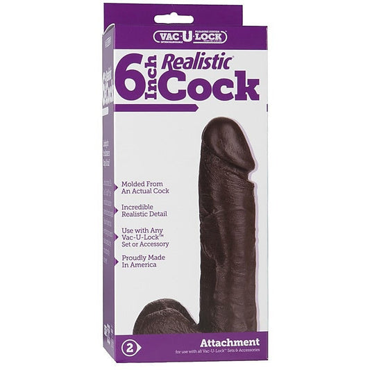 Vac-U-Lock 6 Realistic Cock Black By Doc Johnson - Realistic Dildos
