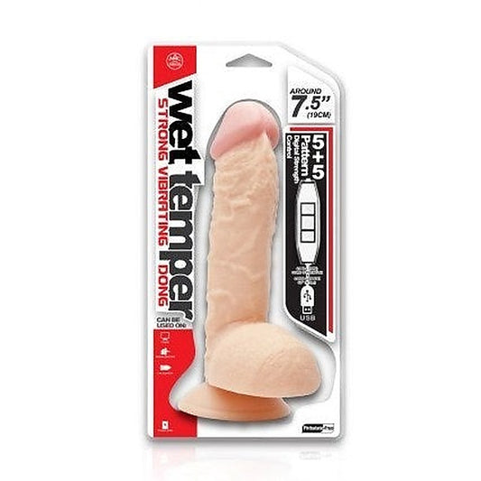 Wet Temper 7.5 Inch Veiny Vibrating Dong - Vibrating Dildos