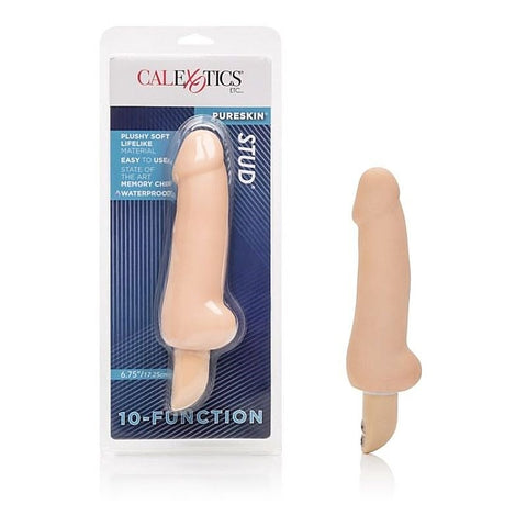 CalExotics Stud 10 Function PureSkin Vibrating Cock Ivory - Realistic Dildos