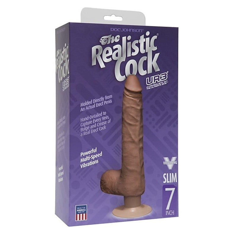The Realistic Cock Ur3 Vibrating 7 In. Slim With Balls - Realistic Dildos