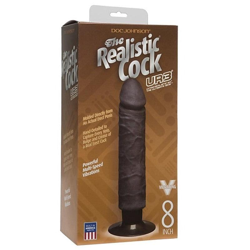 The Realistic Cock UR3 Vibrating 8 in. Black - Realistic Dildos