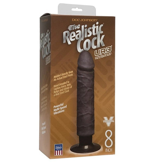 The Realistic Cock UR3 Vibrating 8 in. Black - Realistic Dildos