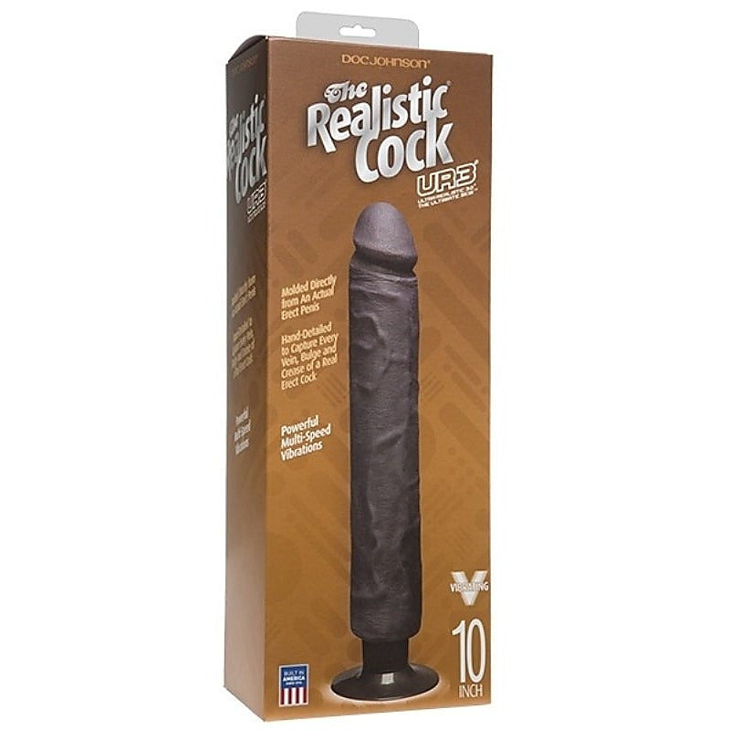 The Realistic Cock UR3 Vibrating 10 in. Black - Realistic Dildos