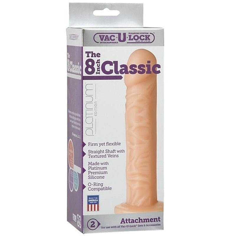 Vac-U-Lock Platinum Edition The Classic Dong 8 Inch Vanilla - Strap On Sextoys