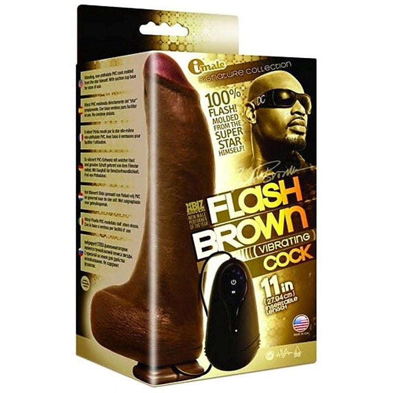 Icon Male Flash Brown 11 inch Vibrating Cock - Realistic Dildos