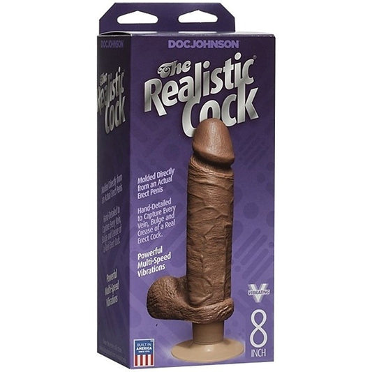 The Realistic Cock Vibrating 8 Inch Brown - Realistic Dildos