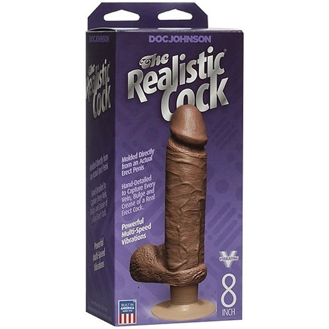 The Realistic Cock Vibrating 8 Inch Brown - Realistic Dildos