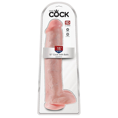 King Cock 15 Inch Realistic Dong With Balls - Rabbit Vibrators