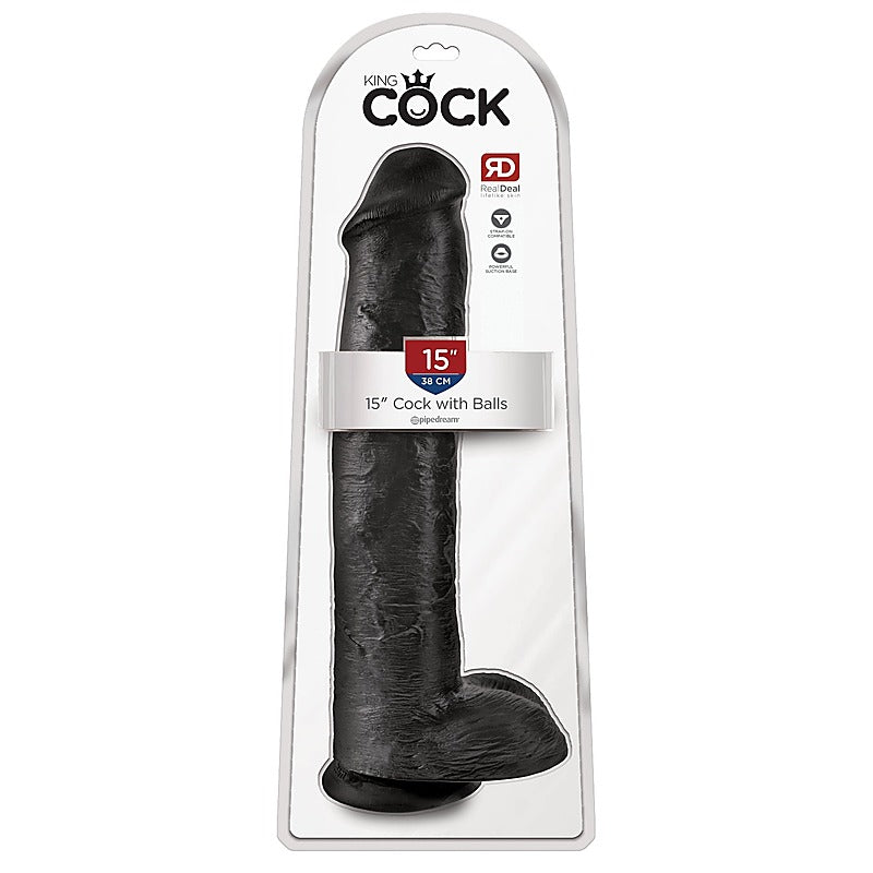 King Cock 15 Inch Realistic Dong With Balls - Rabbit Vibrators
