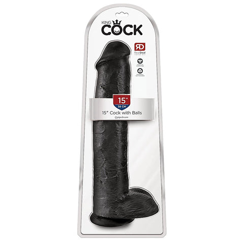 King Cock 15 Inch Realistic Dong With Balls - Rabbit Vibrators