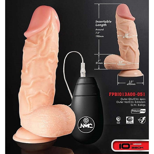 Huge Zone 10 Inch Vibrating Short Tipped Dong - Realistic Dildos
